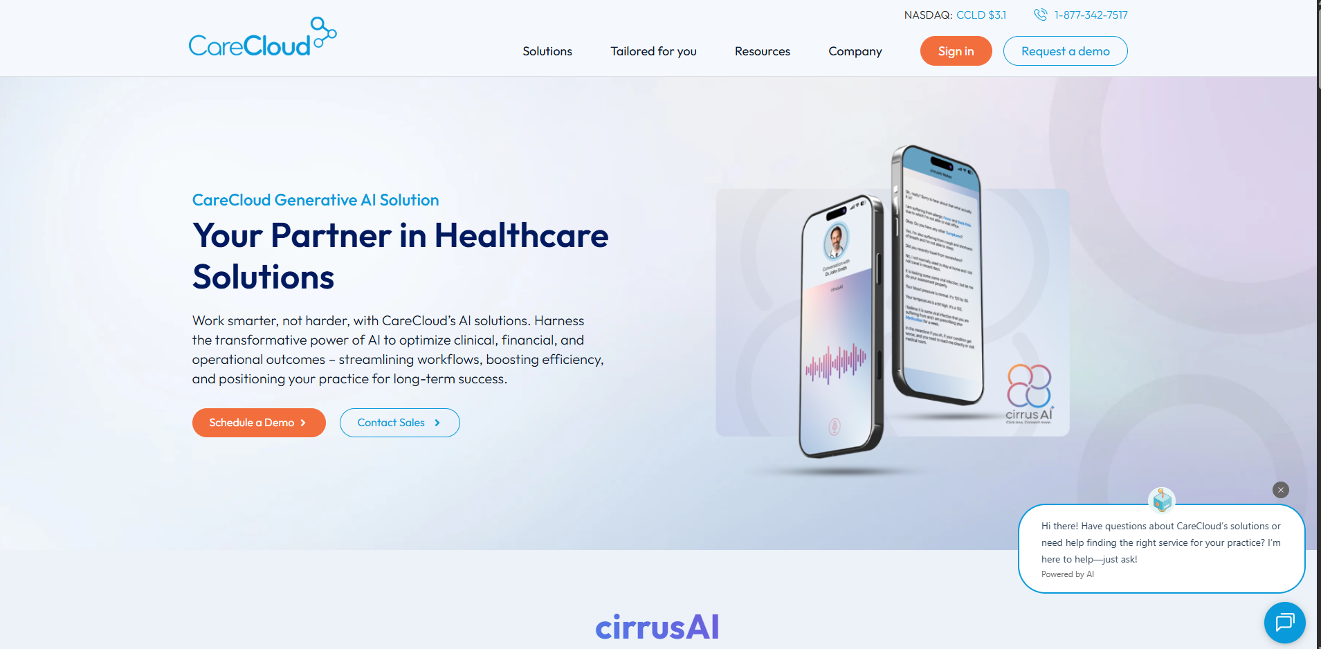 CirrusAI — CareCloud Generative AI Healthcare Platform